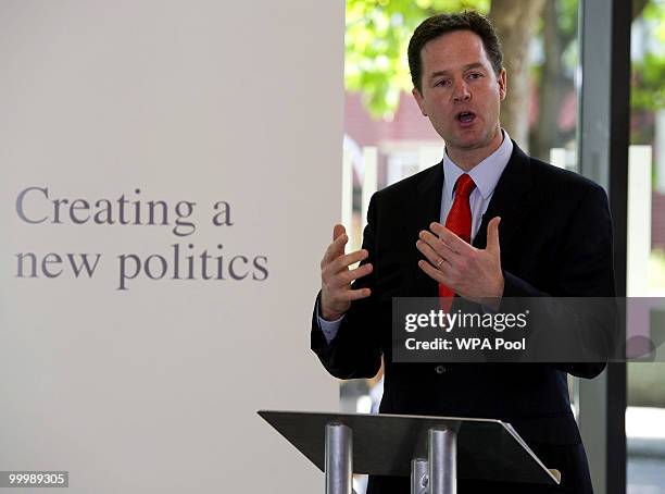 Nick Clegg, the Deputy Prime Minister, delivers a speech setting out the Government's plans for political reform at the City and Islington College on...