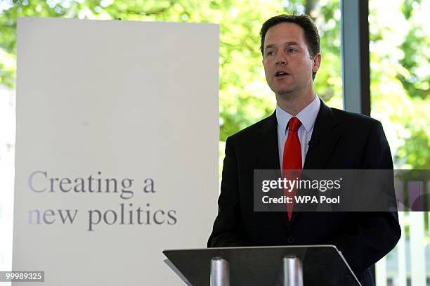 Nick Clegg, the Deputy Prime Minister, delivers a speech setting out the Government's plans for political reform at the City and Islington College on...