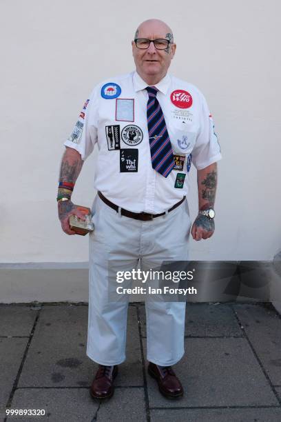 Paul Leak from Horden poses for a picture as he attends the 134th Durham Miners’ Gala on July 14, 2018 in Durham, England. Over two decades after the...