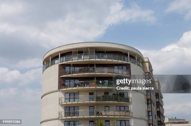 view of apartment buildings - provinz malopolska stock-fotos und bilder