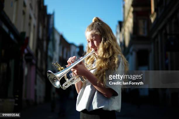 Leila Davison from Willington practices ahead of performing in her first gala with Bearpark and Esh Colliery band during the 134th Durham Miners’...
