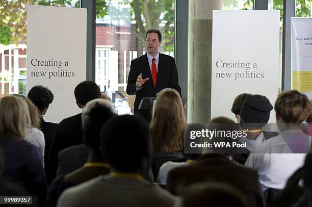 Nick Clegg, the Deputy Prime Minister, delivers a speech setting out the Government's plans for political reform at the City and Islington College on...