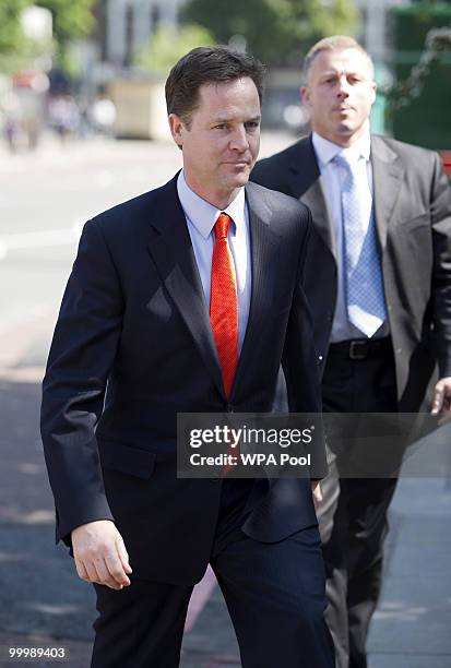 Nick Clegg, the Deputy Prime Minister, arrives to deliver a speech setting out the Government's plans for political reform at the City and Islington...