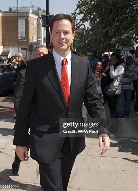 Nick Clegg, the Deputy Prime Minister, arrives to deliver a speech setting out the Government's plans for political reform at the City and Islington...