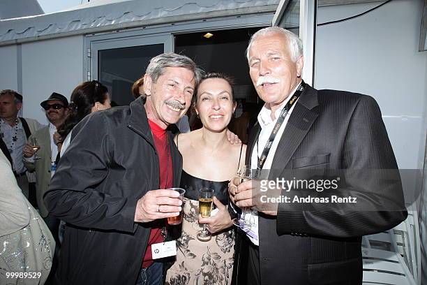 Andriy Khalpakhchi, art director Korinna Danielou and Ivan Pozdniakov attend the Russian Pavillion Cocktail Party during the 63rd Annual Cannes Film...
