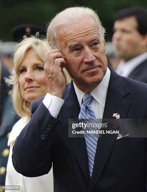 Vice President Joe Biden and his wife Jill await the arrival of Mexico�s President Felipe Calderón and First Lady Margarita Zavala May 19, 2010 at...