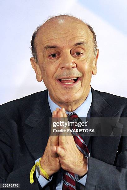 Brazilian presidential candidate Jose Serra, from the Brazilian Social Democratic Party , speaks during an individual debate at the XIII National...