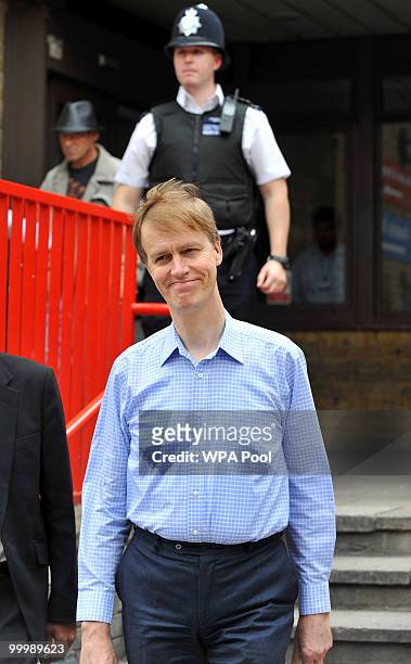 Labour MP Stephen Timms speaks to the media as he leaves the Royal London Hospital on May 19, 2010 in London, England. Mr Timms was recovering from...