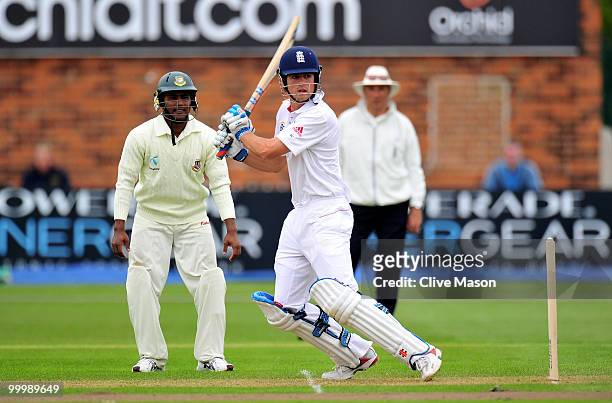 Alastair Cook of England Lions in action batting during day one of the match between England Lions and Bangladesh at The County Ground on May 19,...