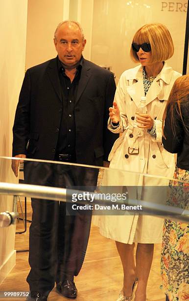 Anna Wintour and Sir Philip Green attend the launch party for the opening of TopShop's Knightsbridge store on May 19, 2010 in London, England.