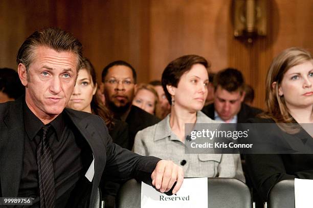 Sean Penn attends the Senate Foreign Relations Committee hearing on "After the Earthquake: Empowering Haiti to Rebuild Better" at Senate Dirksen...