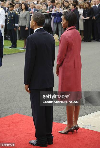 President Barack Obama and First Lady Michelle Obama await the arrival of Mexico�s President Felipe Calderón and First Lady Margarita Zavala May 19,...