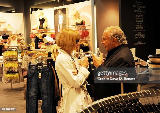 Anna Wintour and Sir Philip Green attend the launch party for the opening of TopShop's Knightsbridge store on May 19, 2010 in London, England.