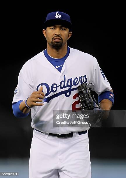 Matt Kemp of the Los Angeles Dodgers runs back to the dugout against the Milwaukee Brewers at Dodger Stadium on May 6, 2010 in Los Angeles,...