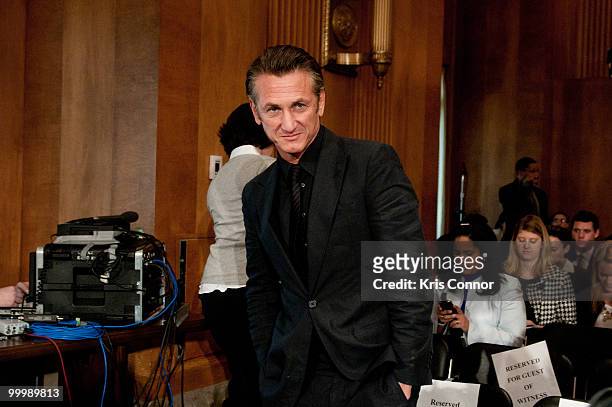 Sean Penn attends the Senate Foreign Relations Committee hearing on "After the Earthquake: Empowering Haiti to Rebuild Better" at Senate Dirksen...