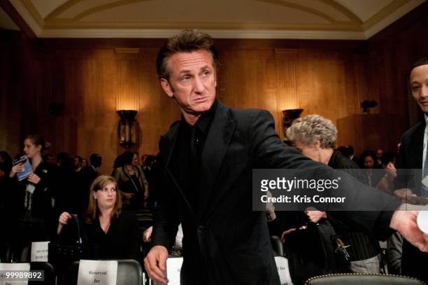 Sean Penn attends the Senate Foreign Relations Committee hearing on "After the Earthquake: Empowering Haiti to Rebuild Better" at Senate Dirksen...