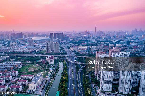 tianjin aerial view - xie liyao stock pictures, royalty-free photos & images