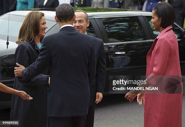 President Barack Obama greets Mexico�s President Felipe Calderón and First Lady Margarita Zavala as First Lady Michelle Obama looks on May 19, 2010...