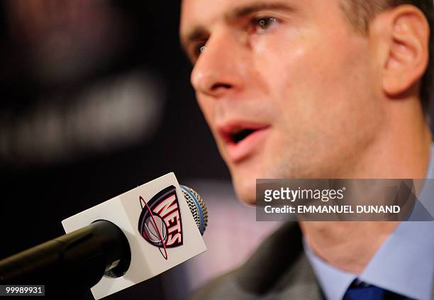 New Jersey Nets new owner, Russian billionaire Mikhail Prokhorov addresses a press conference on May 19, 2010 in New York. Russia's richest man...
