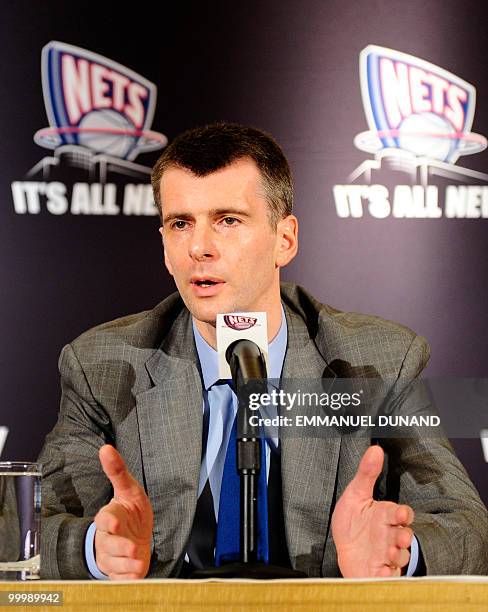 New Jersey Nets new owner, Russian billionaire Mikhail Prokhorov addresses a press conference on May 19, 2010 in New York. Russia's richest man...