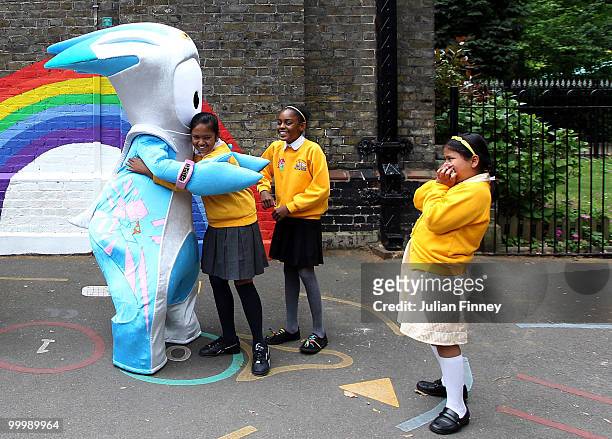 Mandeville, the Paralympic mascot meet school children after being unveiled at St Pauls Whitechapel C of E Primary School, Tower Hamlets on May 19,...