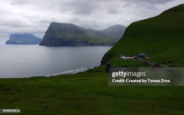 view of trøllanes from the path to kallur lighthouse - temas stock pictures, royalty-free photos & images