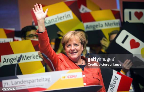 Angela Merkel, the head of the CDU and the German chacellor, at a CDU party convention in Reutlingen, Germany, 9 September 2017. Photo: Christoph...
