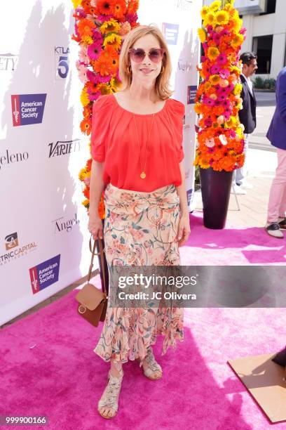 Actor Sharon Lawrence attends American Cancer Society's California Spirit 33 Gourmet Garden Party at Sony Pictures Studios on July 15, 2018 in Culver...