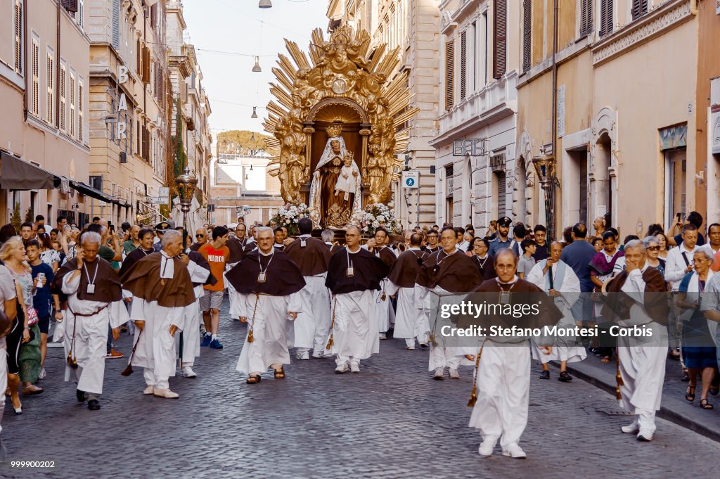 Procession In Honor Of Madonna Del Carmine In Rome