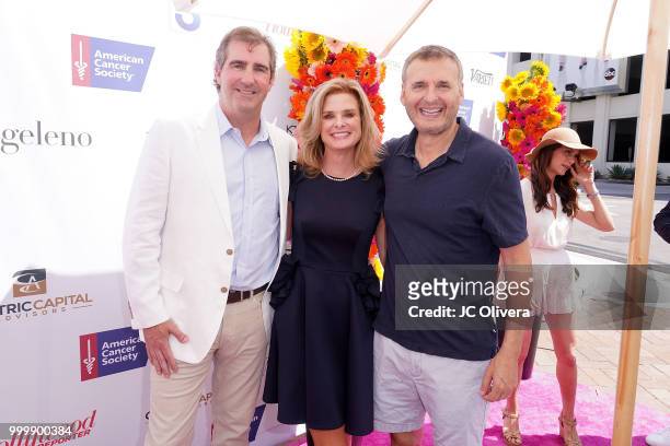 Roger Davis, Joy Davis and Phil Rosenthal attend American Cancer Society's California Spirit 33 Gourmet Garden Party at Sony Pictures Studios on July...