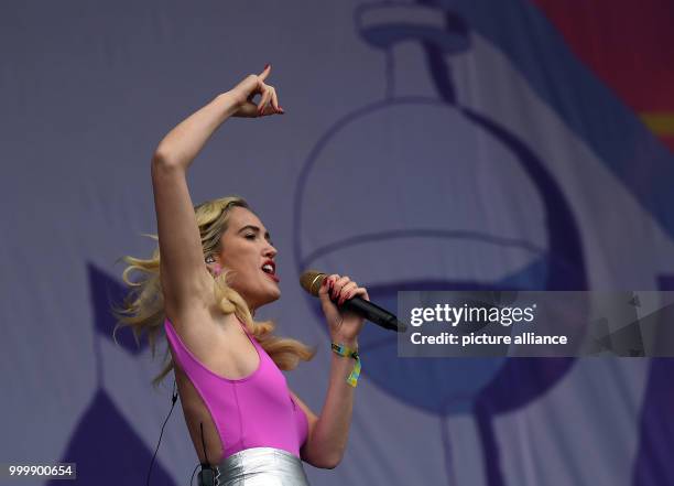 Welsh singer Betsy performs on stage at the Lollapalooza festival in Hoppegarten, Germany, 9 September 2017. The music festival is held over two days...