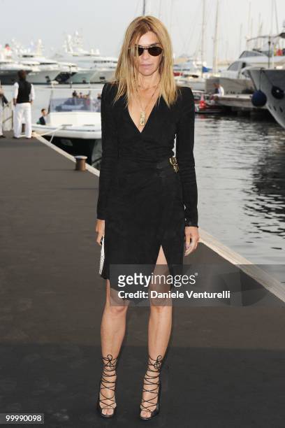 Editor-in-chief of French Vogue Carine Roitfeld attends the Fair Game Cocktail Party hosted by Giorgio Armani held aboard his boat 'Main' during the...