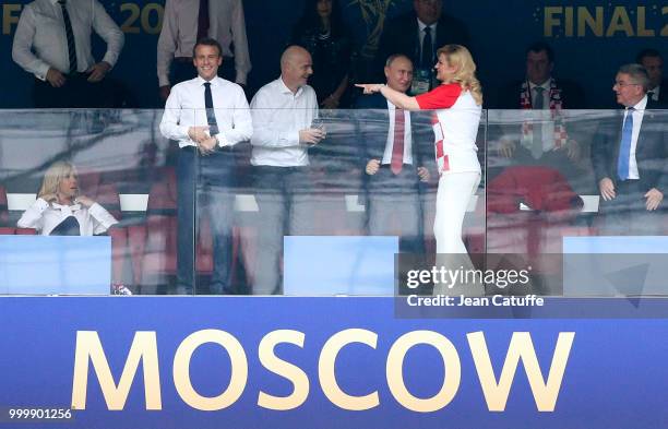 President of France Emmanuel Macron, FIFA President Gianni Infantino, President of Russia Vladimir Putin, President of Croatia Kolinda...