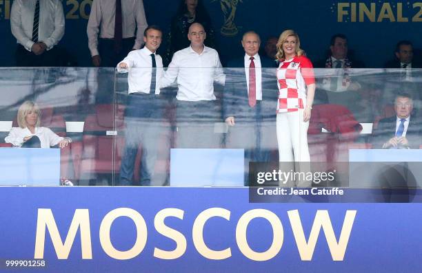 President of France Emmanuel Macron, FIFA President Gianni Infantino, President of Russia Vladimir Putin, President of Croatia Kolinda...