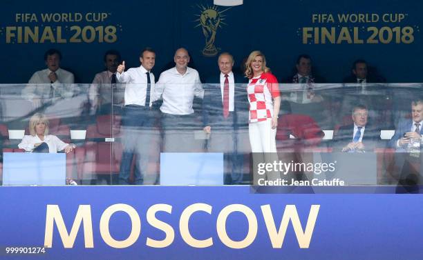 President of France Emmanuel Macron, FIFA President Gianni Infantino, President of Russia Vladimir Putin, President of Croatia Kolinda...