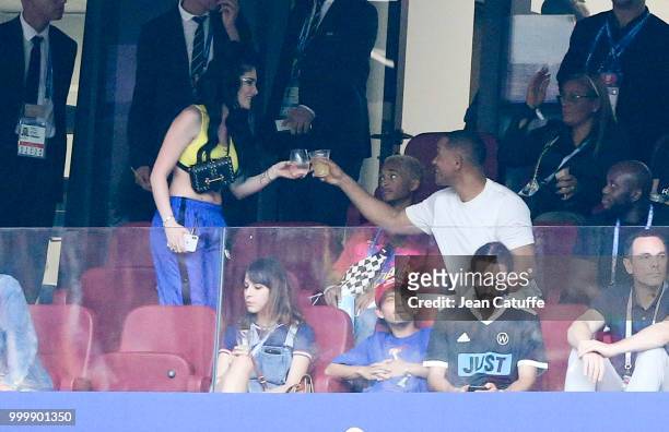 Singer Era Istrefi, Jaden Smith, Will Smith during the 2018 FIFA World Cup Russia Final match between France and Croatia at Luzhniki Stadium on July...