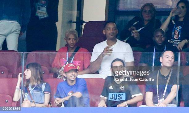 Jaden Smith, Will Smith during the 2018 FIFA World Cup Russia Final match between France and Croatia at Luzhniki Stadium on July 15, 2018 in Moscow,...