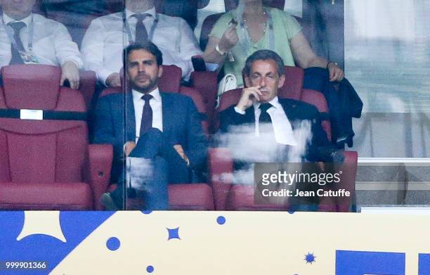 Former French President Nicolas Sarkozy during the 2018 FIFA World Cup Russia Final match between France and Croatia at Luzhniki Stadium on July 15,...