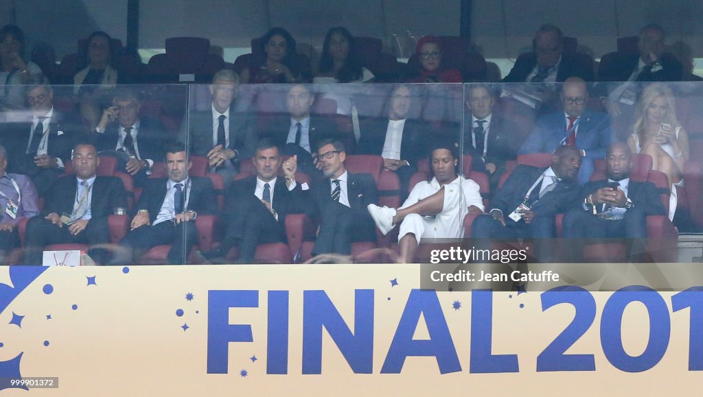 Celebrities Attend France v Croatia Final at 2018 World Cup