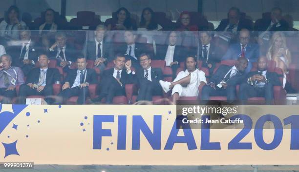 Cafu, Luis Figo, Paolo Maldini, Ronaldinho, Didier Drogba, above Arsene Wenger, Carles Puyol during the 2018 FIFA World Cup Russia Final match...