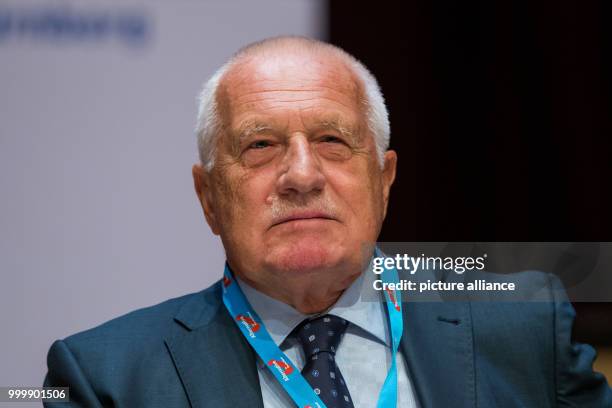 Former Czech president and prime minister Vaclav Klaus attends an election event of the Bavarian section of the right-wing nationalist party...