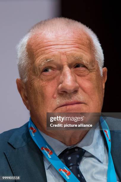 Former Czech president and prime minister Vaclav Klaus attends an election event of the Bavarian section of the right-wing nationalist party...