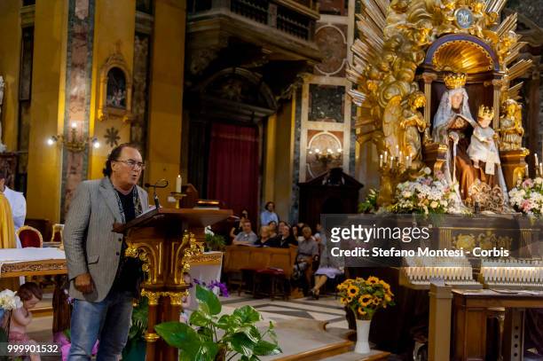 Al Bano Carrisi sings the Ave Maria during the solemn Celebration in honor of Madonna del Carmine in the church of Santa Maria in Traspontina at Via...