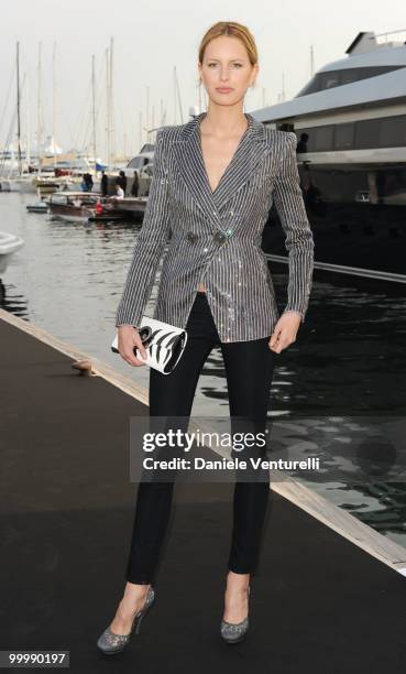 Model Karolina Kurkova attends the Fair Game Cocktail Party hosted by Giorgio Armani held aboard his boat 'Main' during the 63rd Annual International...