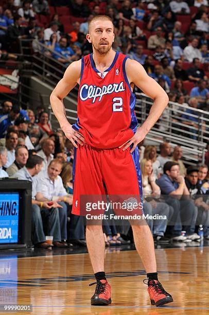Steve Blake of the Los Angeles Clippers stands on the court during the game against the Orlando Magic on March 9, 2010 at Amway Arena in Orlando,...