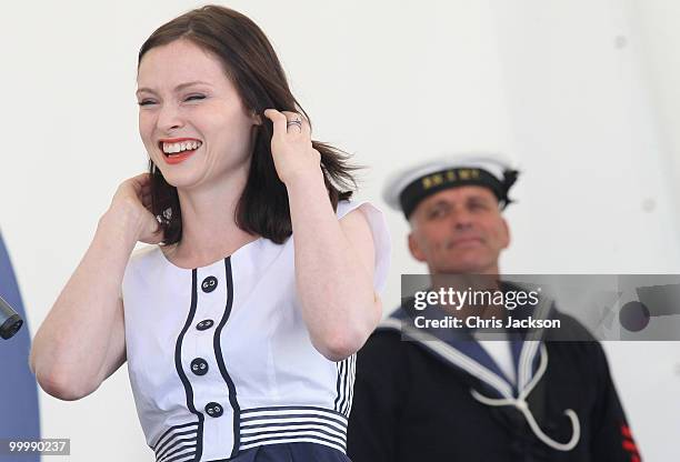 Singer Sophie Ellis-Bextor laughs as she launchs the PSP Southampton Boat Show in Mayflower Park on September 11, 2009 in Southampton, England.