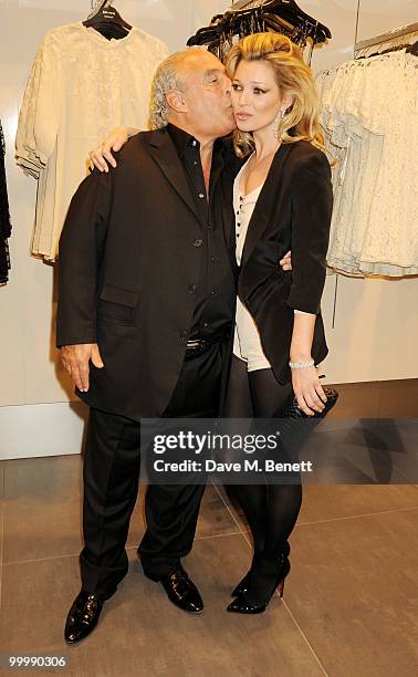 Sir Philip Green and Kate Moss attends the launch party for the opening of TopShop's Knightsbridge store on May 19, 2010 in London, England.