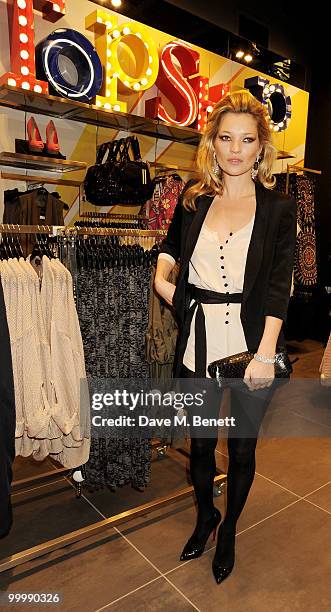 Kate Moss attends the launch party for the opening of TopShop's Knightsbridge store on May 19, 2010 in London, England.