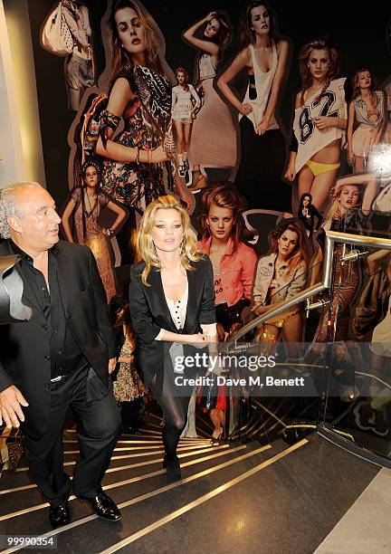 Sir Philip Green and Kate Moss attends the launch party for the opening of TopShop's Knightsbridge store on May 19, 2010 in London, England.