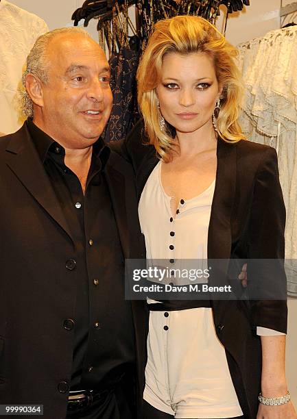 Sir Philip Green and Kate Moss attends the launch party for the opening of TopShop's Knightsbridge store on May 19, 2010 in London, England.